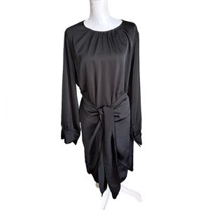 Pretty Garden Black Wrap Tie Front Long Sleeve Women’s Dress Size XL